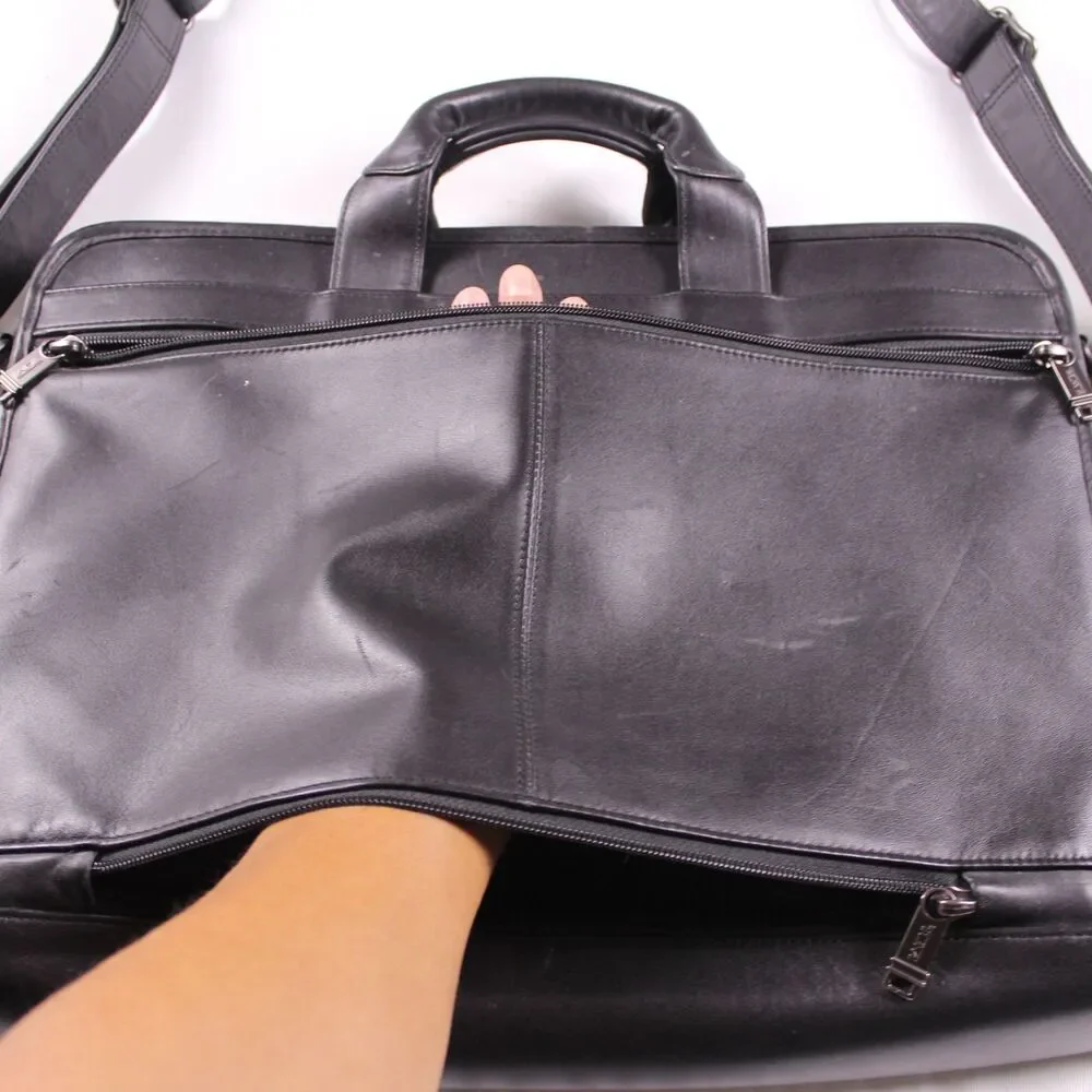 Tumi 96111D4 Black Genuine Leather Business Briefcase Laptop Bag Great Condition